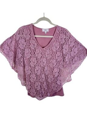 Shannon Ford Mauve‎ Purple Lace Lightweight Stretchy Kimono Tank Blouse Size M